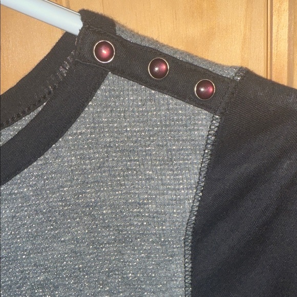 Express Women's Sparkling Gray and Black Long Sleeve Top - Picture 5 of 6